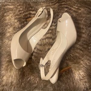 Talbots leather peep toe sling back heels